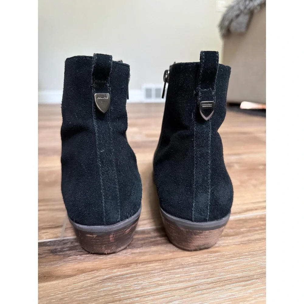 Coach Carmen Booties Women 10B EU40 Black Leather Suede Mixed Media Ankle Boots